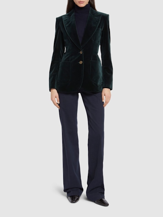 Etro: Double breast cotton velvet blazer - women_1 | Luisa Via Roma