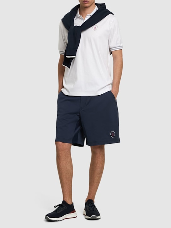 Brunello Cucinelli: Cotton tennis shorts - Blue - men_1 | Luisa Via Roma