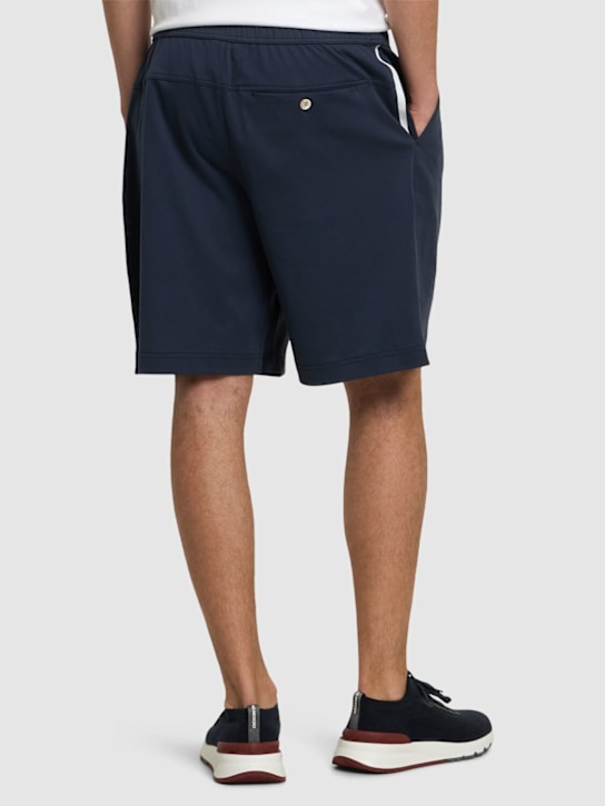 Brunello Cucinelli: Cotton tennis shorts - Blue - men_2 | Luisa Via Roma
