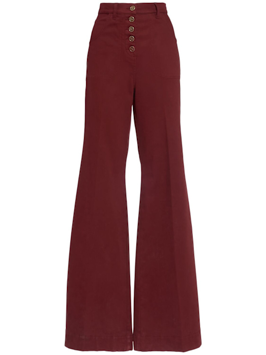 Etro: Stretch cotton high rise flared pants - women_0 | Luisa Via Roma