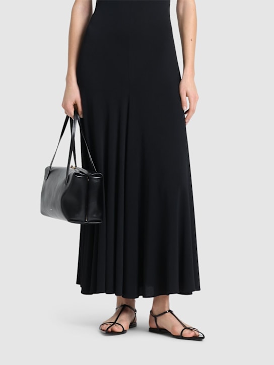 Jil Sander: 10mm Leather T-bar sandals - Black - women_1 | Luisa Via Roma