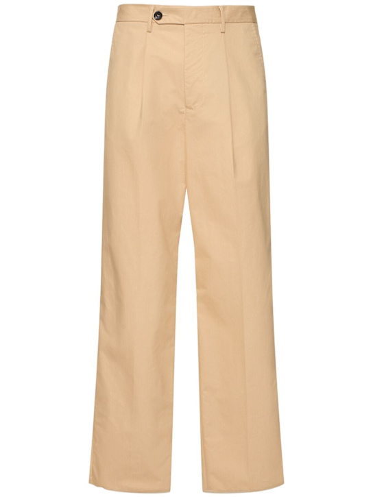 Bally: Pleated cotton blend pants - Beige - men_0 | Luisa Via Roma
