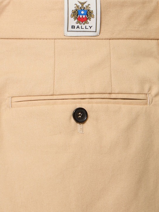 Bally: Pleated cotton blend pants - Beige - men_4 | Luisa Via Roma