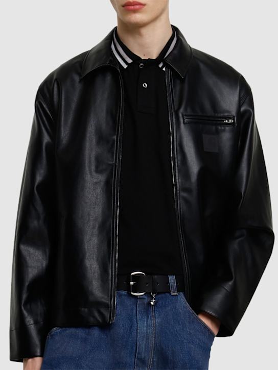 Vivienne Westwood: Cintura in pelle con logo 3,5cm - Nero - men_1 | Luisa Via Roma