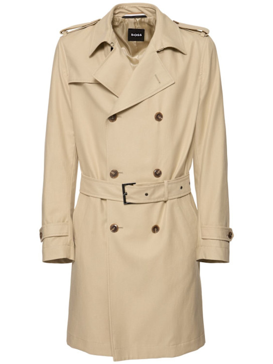 Boss: Hyde lyocell & cotton trench coat - Light Beige - men_0 | Luisa Via Roma