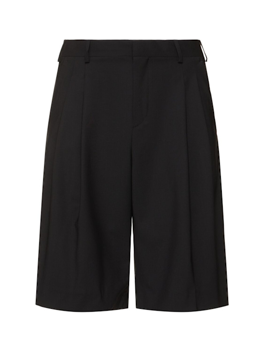 Laneus: Light wool blend Bermuda shorts - Nero/Black - men_0 | Luisa Via Roma