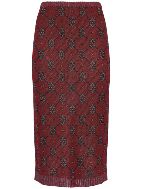 Etro: A字粘胶纤维混纺针织迷笛半身裙 - women_0 | Luisa Via Roma