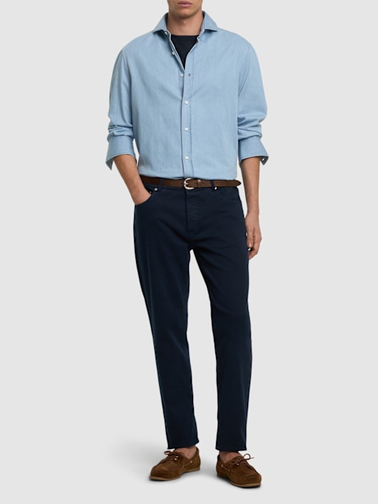 Brunello Cucinelli: Bull denim pants - Navy - men_1 | Luisa Via Roma