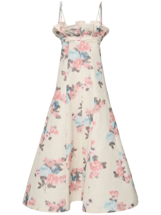Floral taffeta long dress - Thumbnail 1