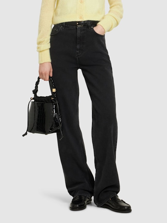 GANNI: Ganni Bou embossed patent bucket bag - women_1 | Luisa Via Roma