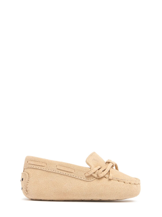 TOD'S JUNIOR: Gommino suede loafers w/laces - Beige - kids-girls_0 | Luisa Via Roma