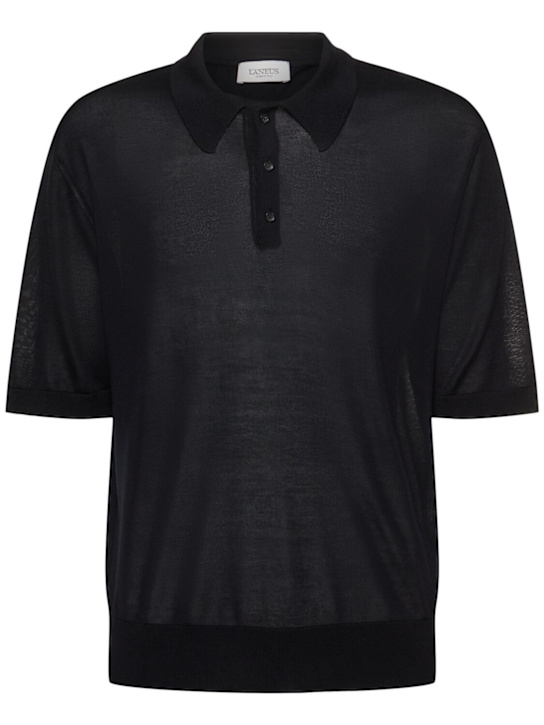 Laneus: Knitted polo - Nero/Black - men_0 | Luisa Via Roma