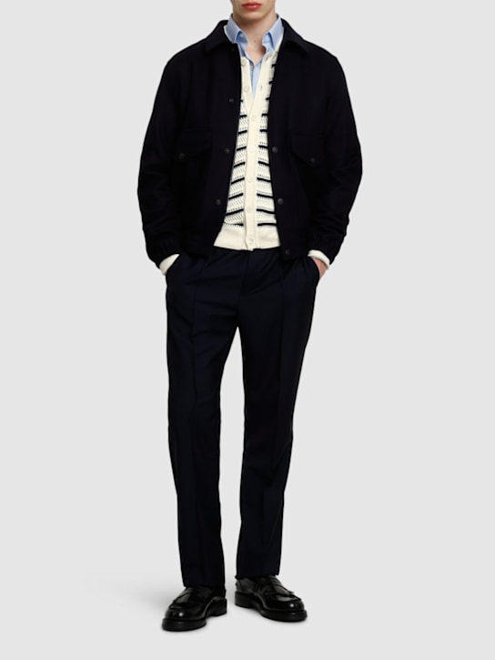 Valentino: Wool & mohair jogger pants - Navy - men_1 | Luisa Via Roma
