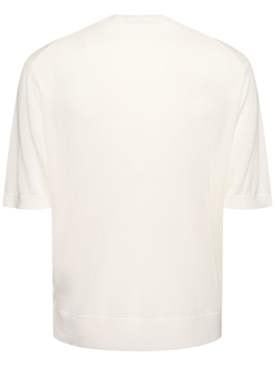 Laneus: Knitted t-shirt - Crema/Cream - men_3 | Luisa Via Roma