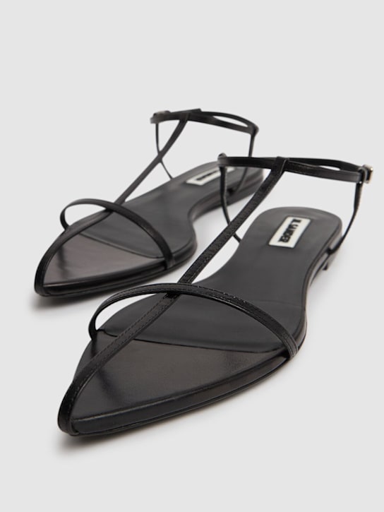 Jil Sander: 10mm Leather T-bar sandals - Black - women_2 | Luisa Via Roma