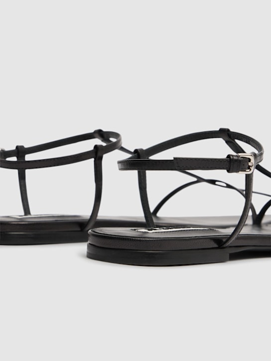 Jil Sander: 10mm Leather T-bar sandals - Black - women_4 | Luisa Via Roma