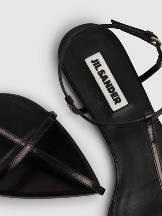 Jil Sander: 10mm Leather T-bar sandals - Black - women_3 | Luisa Via Roma