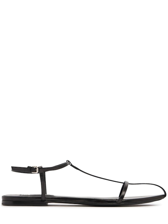 Jil Sander: 10mm Leather T-bar sandals - Black - women_0 | Luisa Via Roma