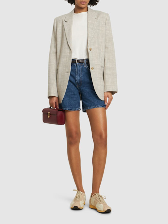 ANINE BING: Shorts Kat in denim di cotone - Blu Vintage - women_1 | Luisa Via Roma