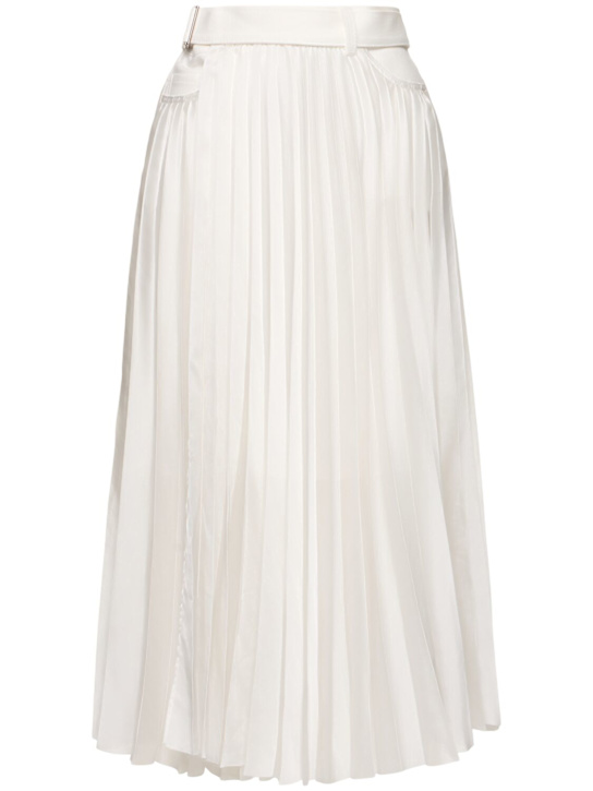Sacai: Denim mix midi skirt - Off White - women_0 | Luisa Via Roma