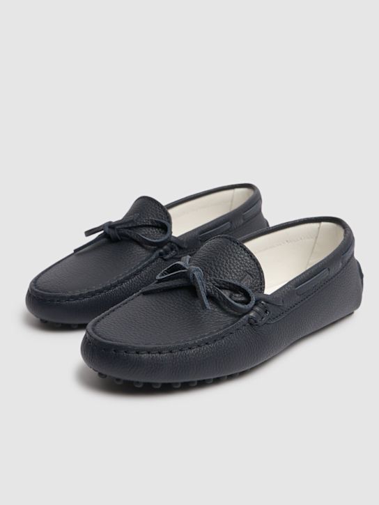 TOD'S JUNIOR: Gommino leather loafers - Blue - kids-boys_1 | Luisa Via Roma