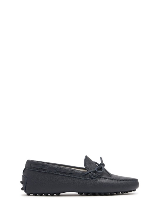 TOD'S JUNIOR: Gommino leather loafers - Blue - kids-boys_0 | Luisa Via Roma