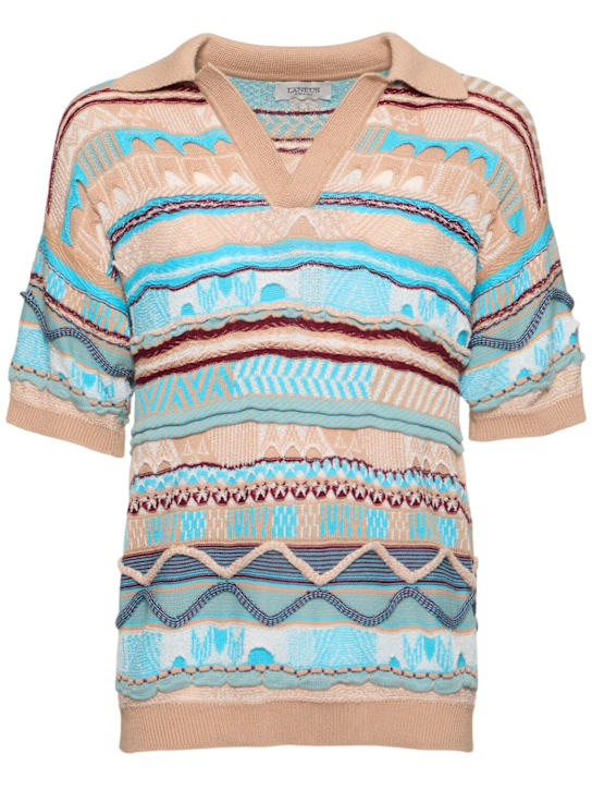 Laneus: Knitted polo - Cielo/Sky - men_0 | Luisa Via Roma