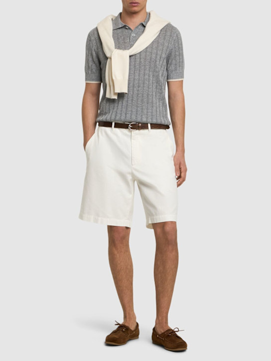 Brunello Cucinelli: Cotton Bermuda shorts - Neve - men_1 | Luisa Via Roma