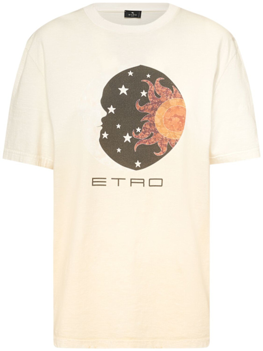 Etro: Printed logo cotton t-shirt - women_0 | Luisa Via Roma