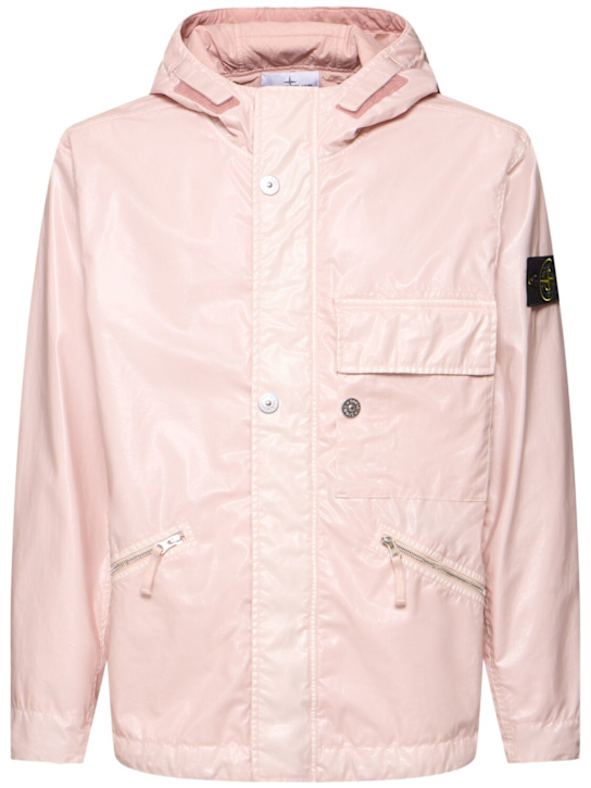 Stone Island: Mussola gommata short parka - Antique Rose - men_0 | Luisa Via Roma