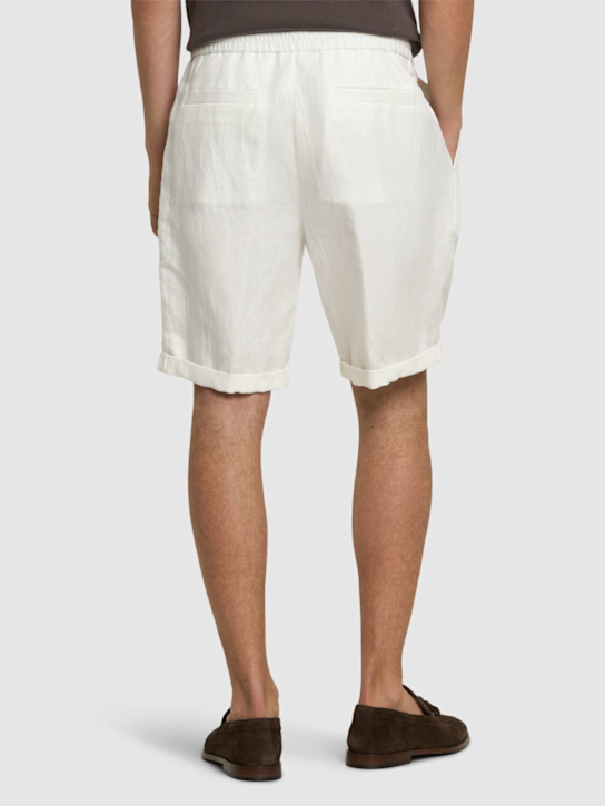 Brunello Cucinelli: Cotton & linen Bermuda shorts - Neve - men_2 | Luisa Via Roma