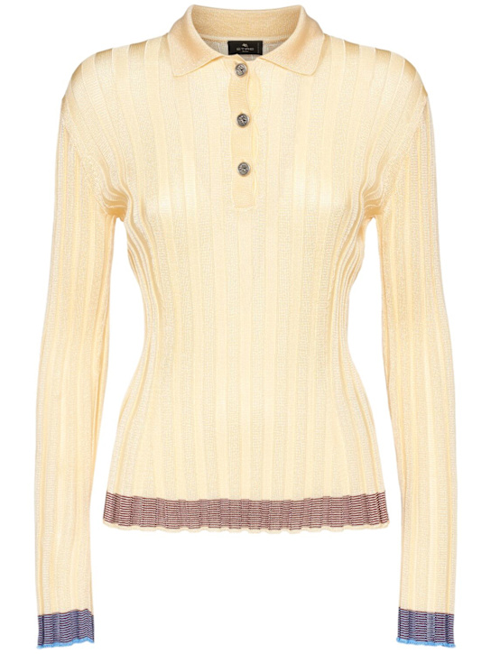 Etro: Striped fitted viscose shirt - women_0 | Luisa Via Roma