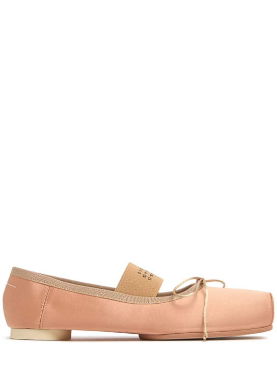 MM6 Maison Margiela: 5mm Ballet fabric ballerina flats - Pink - women_0 | Luisa Via Roma
