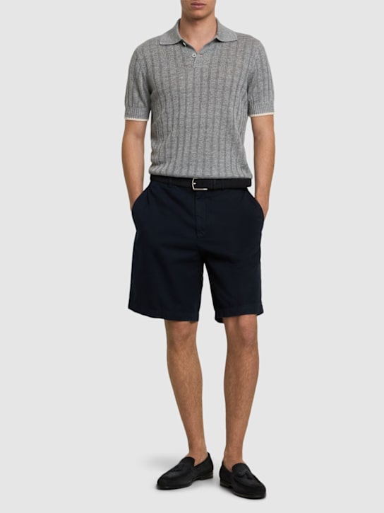 Brunello Cucinelli: Cotton Bermuda shorts - Navy - men_1 | Luisa Via Roma
