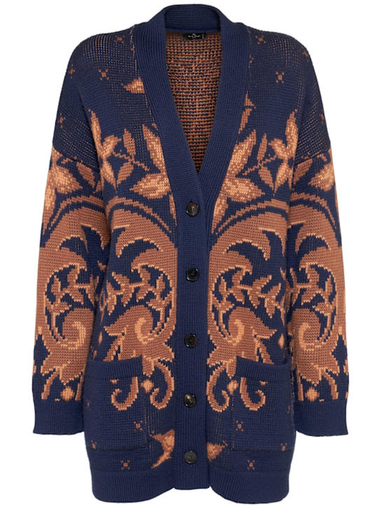 Etro: Embroidered oversize wool cardigan - women_0 | Luisa Via Roma