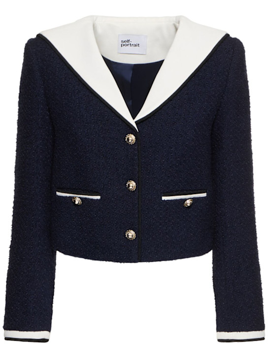 Self-portrait: Veste en bouclé à col contrasté - women_0 | Luisa Via Roma