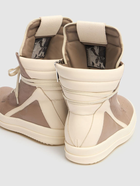 Rick Owens: Geobasket high top sneakers - Flesh/Milk - men_3 | Luisa Via Roma