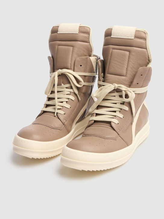 Rick Owens: Geobasket high top sneakers - Flesh/Milk - men_2 | Luisa Via Roma