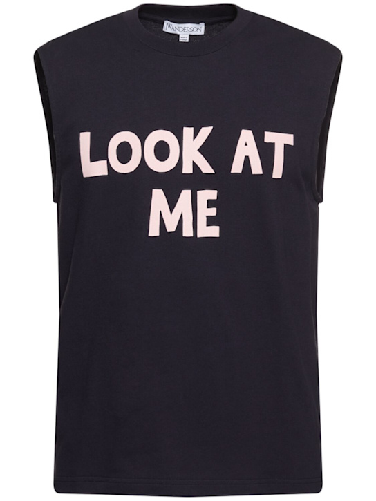 JW Anderson: Look At Me printed tank top - Navy - men_0 | Luisa Via Roma
