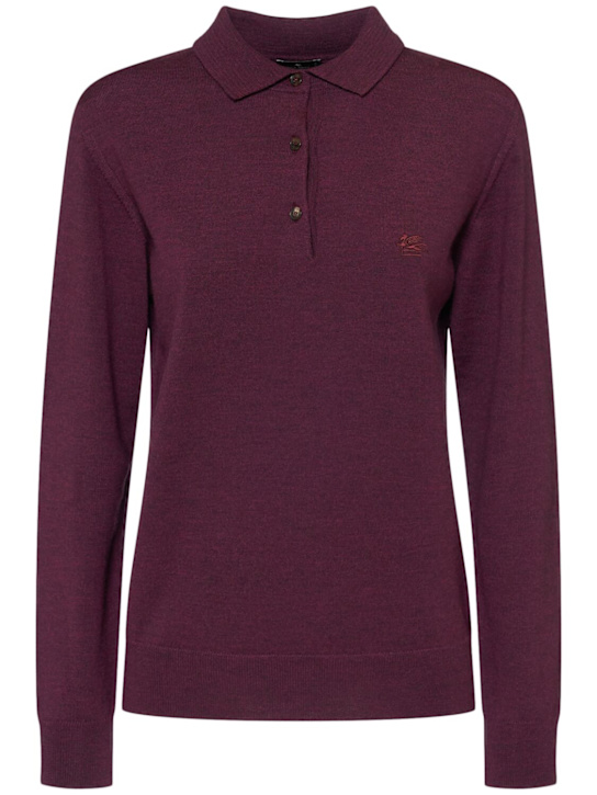 Etro: Wool knitted polo shirt - women_0 | Luisa Via Roma