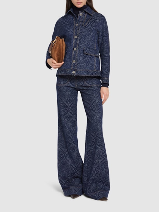 Etro: Stretch cotton denim jacket - women_1 | Luisa Via Roma