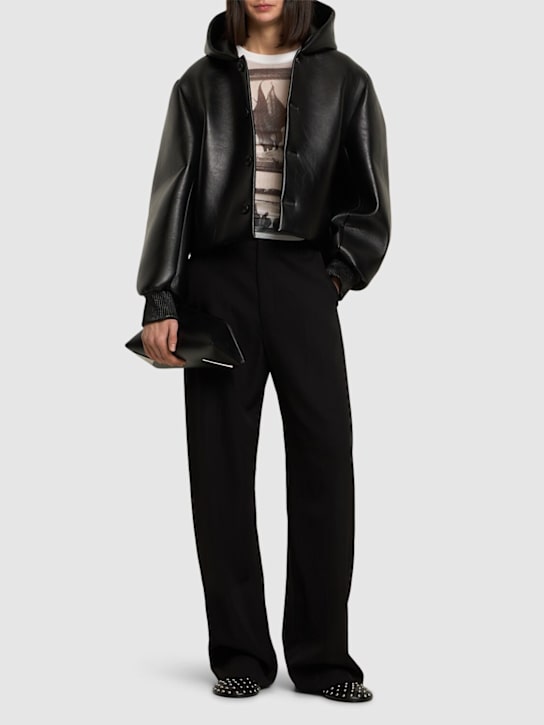 JW Anderson: Cropped leather jacket w/ hood - women_1 | Luisa Via Roma