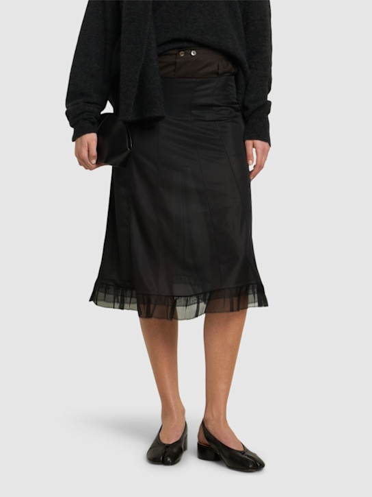 Maison Margiela: 30毫米Tabi皮革露跟鞋 - 黑色 - women_1 | Luisa Via Roma