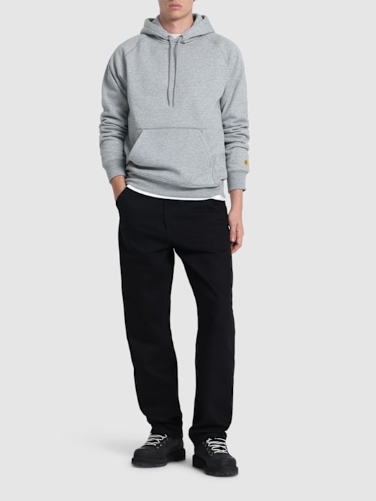 Carhartt WIP: Chase cotton blend zip hoodie - Heather Grey - men_1 | Luisa Via Roma