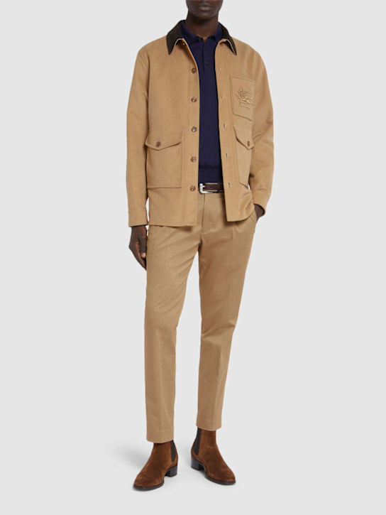 Etro: Stretch cotton carrot leg pants - men_1 | Luisa Via Roma
