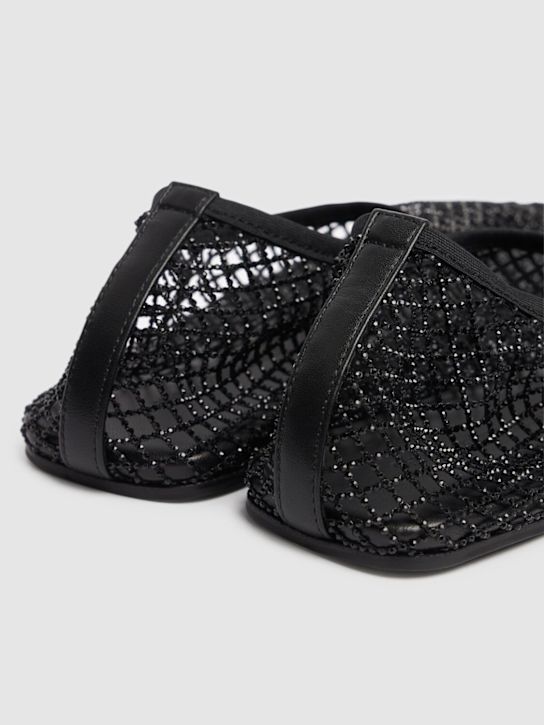 Christopher Esber: 5mm Minette crystal mesh flats - Black - women_4 | Luisa Via Roma