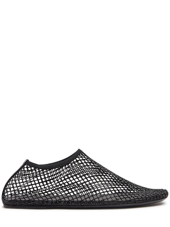 Christopher Esber: 5mm Minette crystal mesh flats - Black - women_0 | Luisa Via Roma