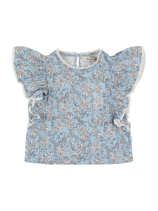 The New Society: Cotton muslin shirt - Light Blue - kids-girls_0 | Luisa Via Roma