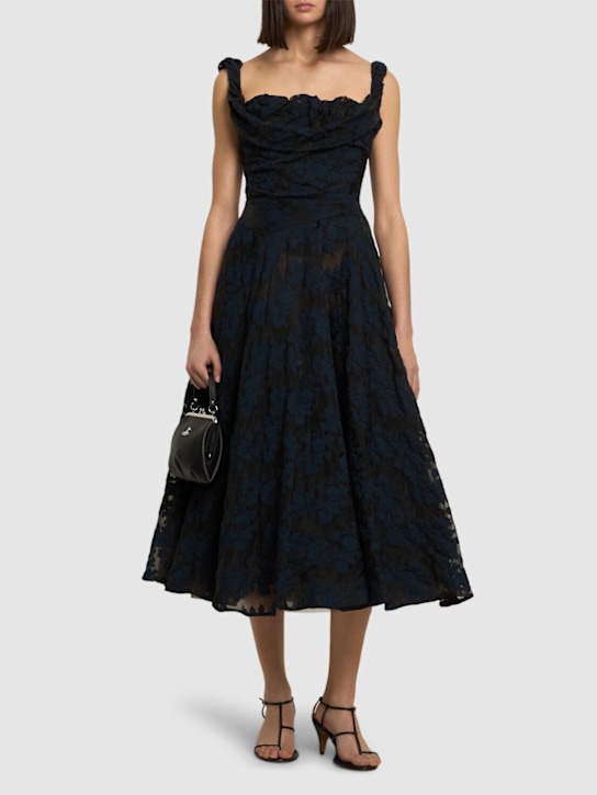 Vivienne Westwood: Chichi cotton blend midi dress - Black/Navy - women_1 | Luisa Via Roma