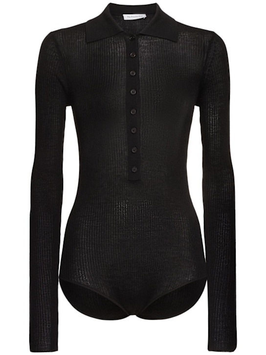 The Frankie Shop: Solana wool blend polo bodysuit - women_0 | Luisa Via Roma